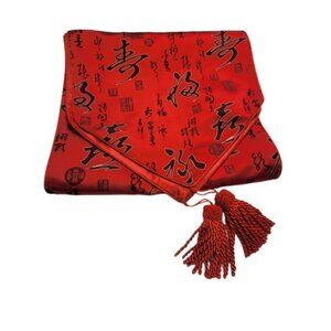 Satin Red Chinese Character Long Rectangular Table Runner